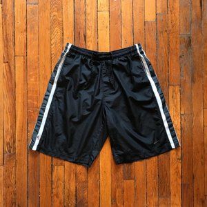 Vintage 90s Nike 1999 Men Black White Grey Striped Swim Trunks Board Shorts